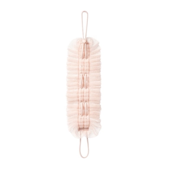 Bizhua Towel 2 in 1 Shower & Back Scrubber 2025 New Exfoliating Back Scrubber Sponge for Shower Body Exfoliator Loofah with Handle for Men Women Shower (Peach White), A Two-In-One Bath Towel