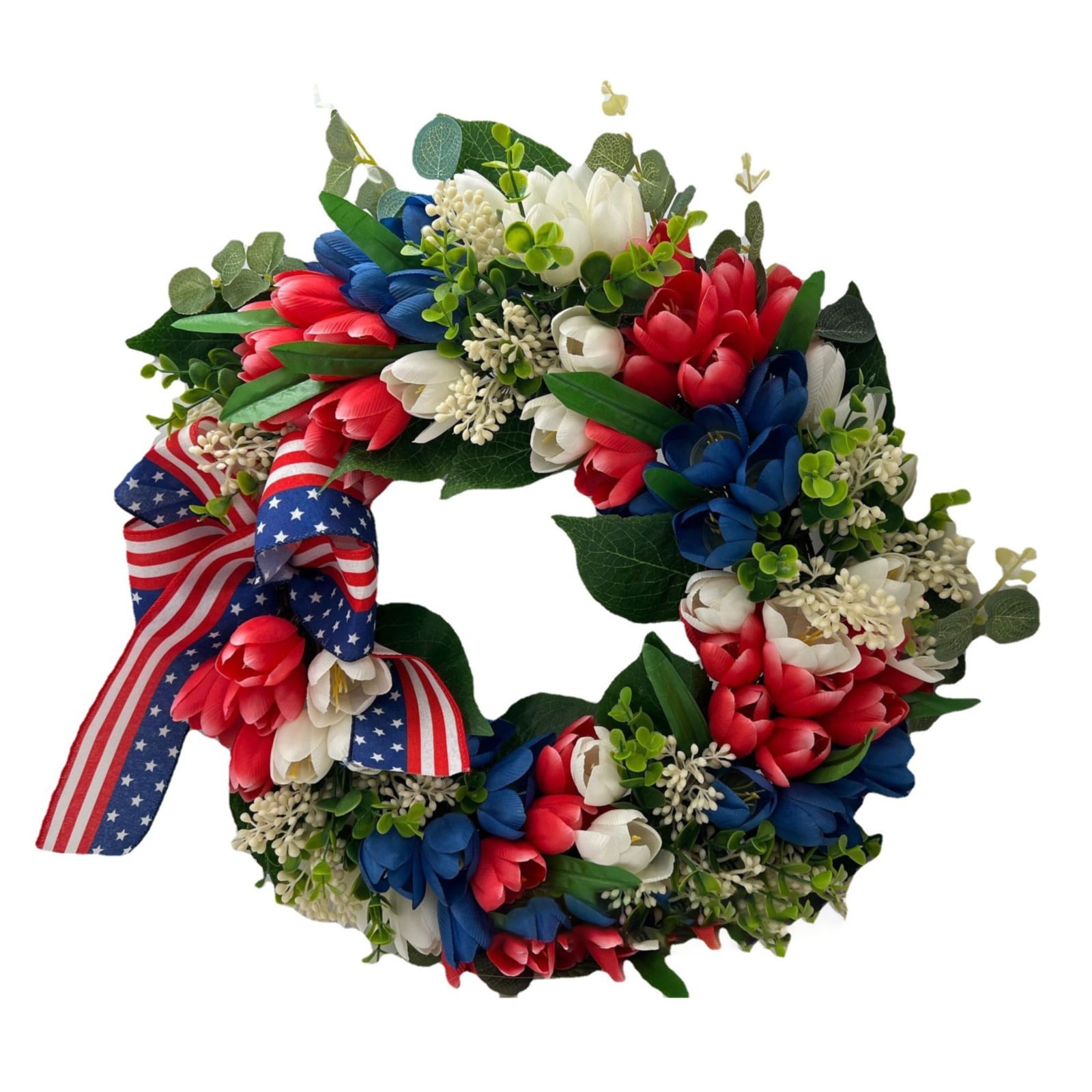 Bizhua Wreath 2024 New American Flag Independence Day Star Garland Rose