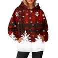 Biziza 2025 Christmas Christmas Tree Hoodies for Women Red Hooded Fleece Winter Long Hooded