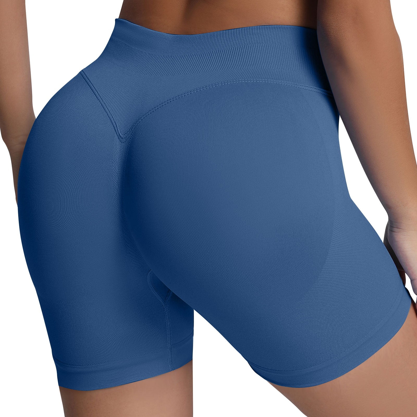 Women's High Waisted Seamless Scrunch Butt Biker Shorts - Workout Gym Yoga Shorts With Tummy Control