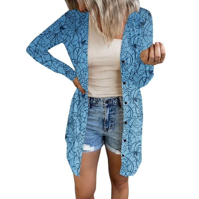 Biziza 2025 Halloween Trick or Treat Oversized Knit Cardigans for Women