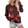 Biziza 2025 Snowmen Graphic Red Sweatshirts for Women Christmas Fleece Long Lightweight Workout