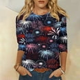 thumbnail image 1 of Biziza 3/4 Sleeve T Shirts for Women Slim Fit Cotton Summer Ethnic Floral Summer Tops for Women 2024 (S-6XL), 1 of 5