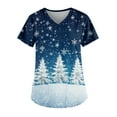 Biziza Blue Stars 2025 Scrub Tops for Women Christmas Cotton Linen