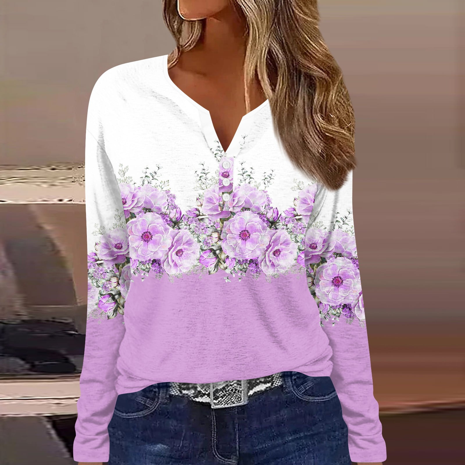 Biziza Button Up Long Sleeve Business Casual Tops for Women Loose Fit