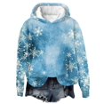 Biziza Candles Christmas Blue Hoodies for Women Oversized Fleece Winter
