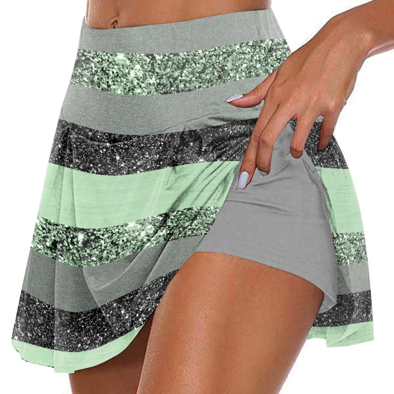 Biziza Charming Print Pleated Tennis Skort Full Coverage Sports Skirt