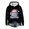 Biziza Christmas Black Oversized Hoodies for Women Cartoon Fleece