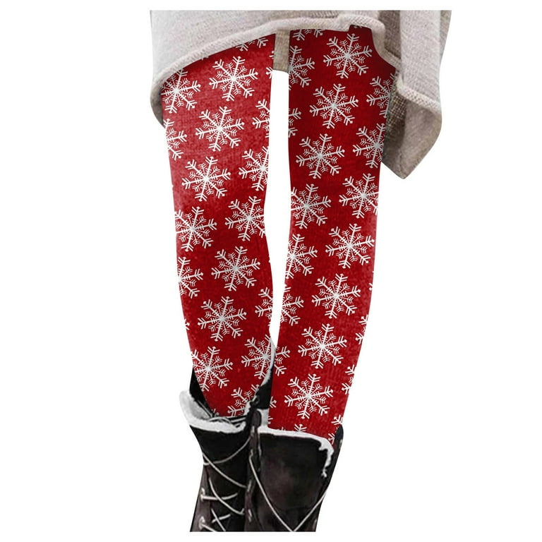 Biziza Christmas Light Leggings Womens High Waisted Snowflake Tall Yoga  Long Leggings for Tall Women Petit Fall Soft Tights Pants Red 2X