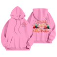 Biziza Christmas Oversized Bow Print Hoodies for Women Pink Long Fleece