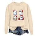 Biziza Christmas Oversized Ghost Sweatshirts for Women Beige Fleece