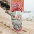 Biziza Christmas Red 2025 Pajama Pants for Women Santa Claus Graphic Lightweight Cotton Wide Leg