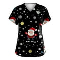 Biziza Christmas Trees Christmas Black Scrub Tops for Women 2025 Cotton