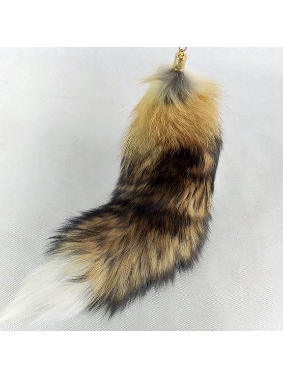 Fox Tail 15.75inch Animal Tail Shaggy Faux Fur Tail Realistic Fox Tail Keychain Decorative Therian Tail for Handbag Backpack Cosplay