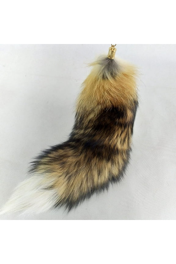 Fox Tail 15.75inch Animal Tail Shaggy Faux Fur Tail Realistic Fox Tail Keychain Decorative Therian Tail for Handbag Backpack Cosplay