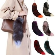 Biziza Keychain Backpack Fox Tail 15.75inch Animal Tail Shaggy Faux Fur Tail Realistic Fox Tail Keychain Decorative Therian Tail for Handbag Backpack Cosplay