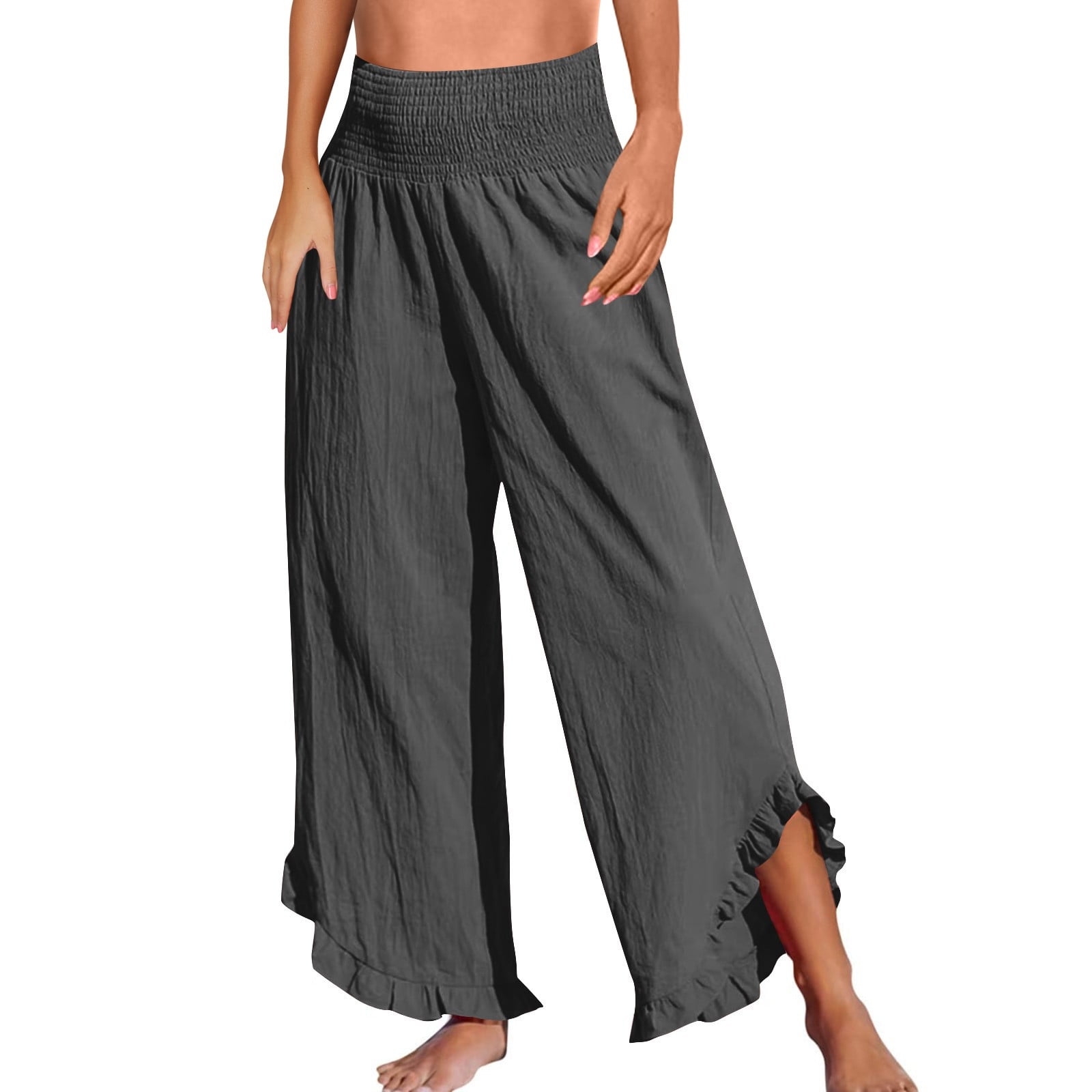 Women Summer Vintage Solid Loose Linen Pants main image 1