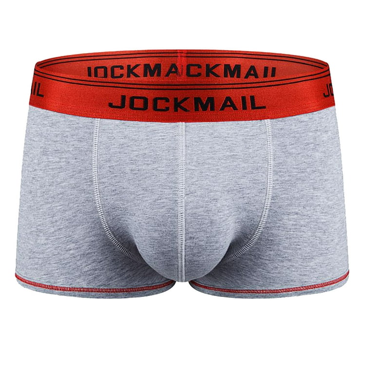 Biziza Men's Underwear Micro Modal Dual Pouch Trunks Support Ball Pouch  Bulge Enhancing Boxer Briefs for Men Gray L