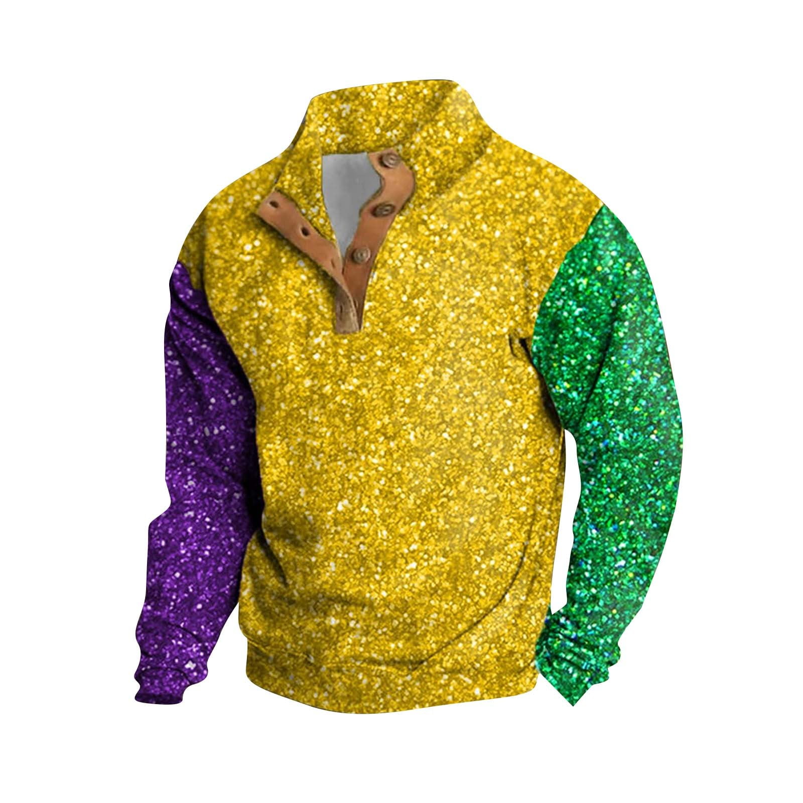 mardi gras colorblock top