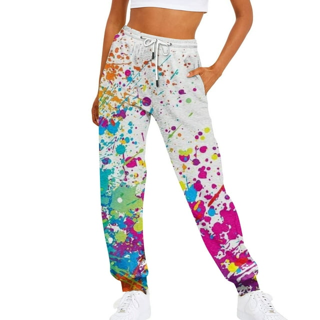 Biziza Pants for Women Baggy HighWaist Womens Sweatpants Cinch TieDye