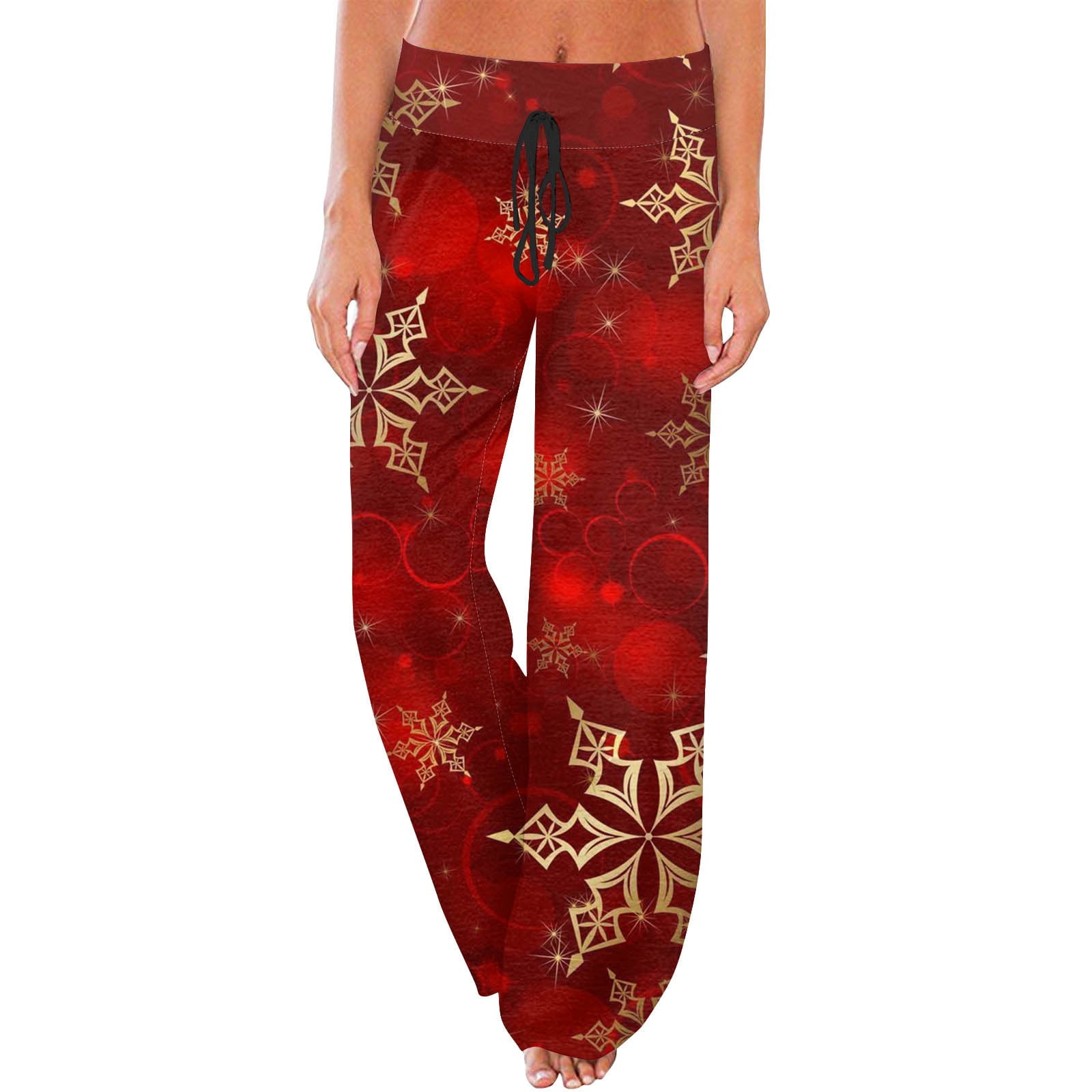 Biziza Snowflakes Graphic Green 2025 Pajama Pants for Women Christmas Lightweight Cotton Fall