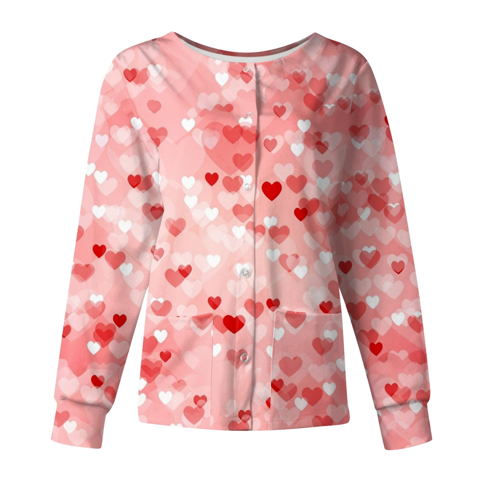 Biziza Valentine Scrub Tops for Women with Pockets Nursing Love Heart
