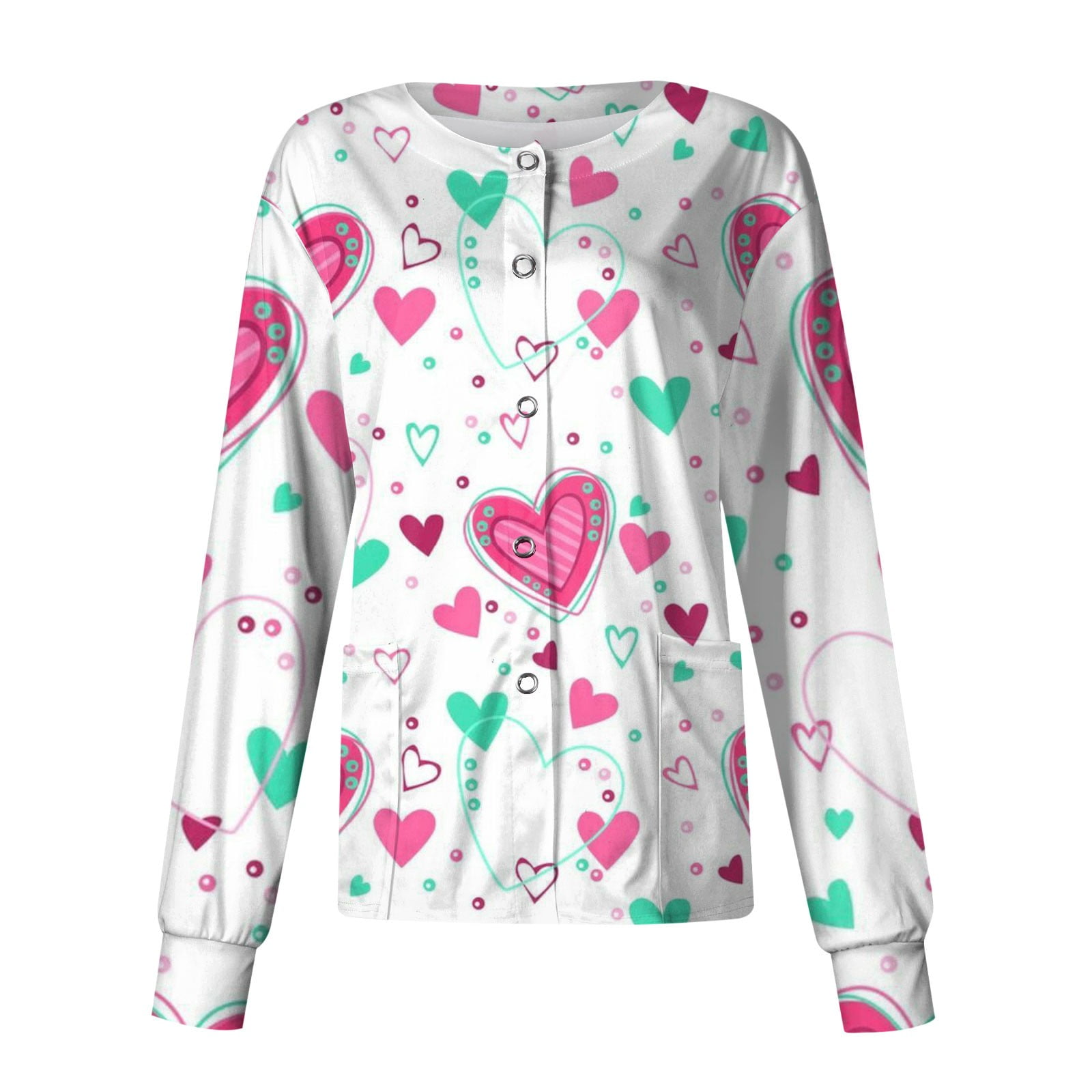 Biziza Valentine Scrub Tops for Women Relaxed Fit with Pockets Soft