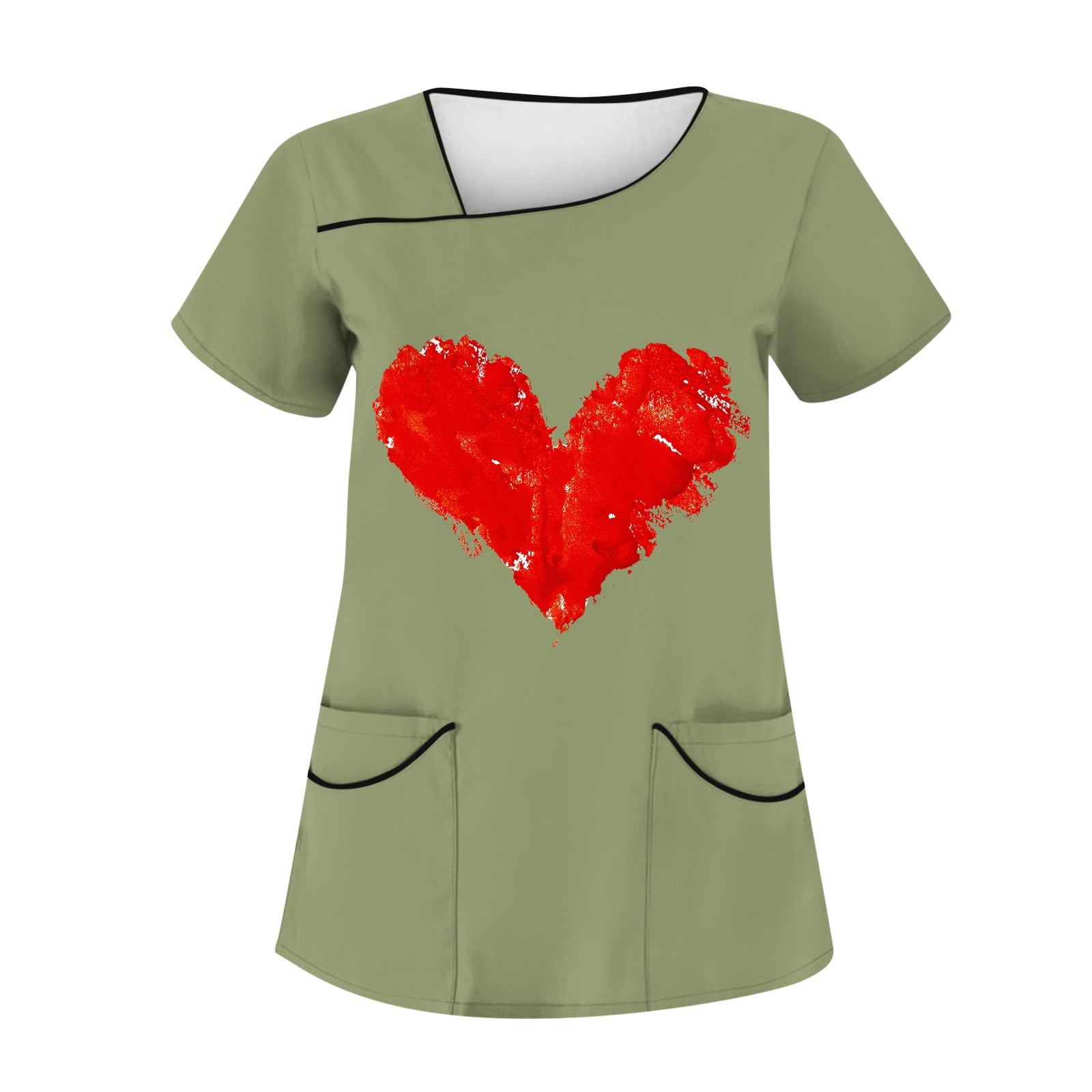 Biziza Valentine Scrub Tops for Women Heart Printed Cute Scrubs with