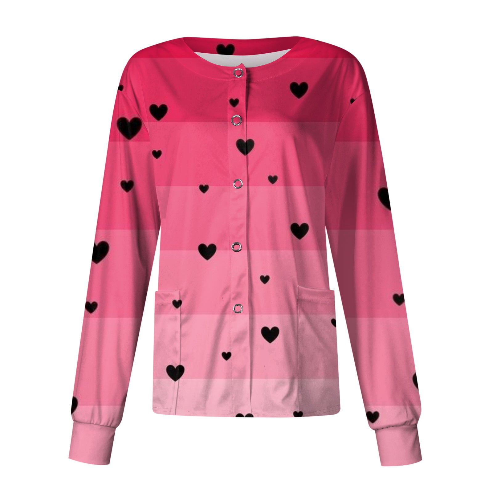 Biziza Valentine Scrub Tops for Women with Pockets Cute Heart Printed