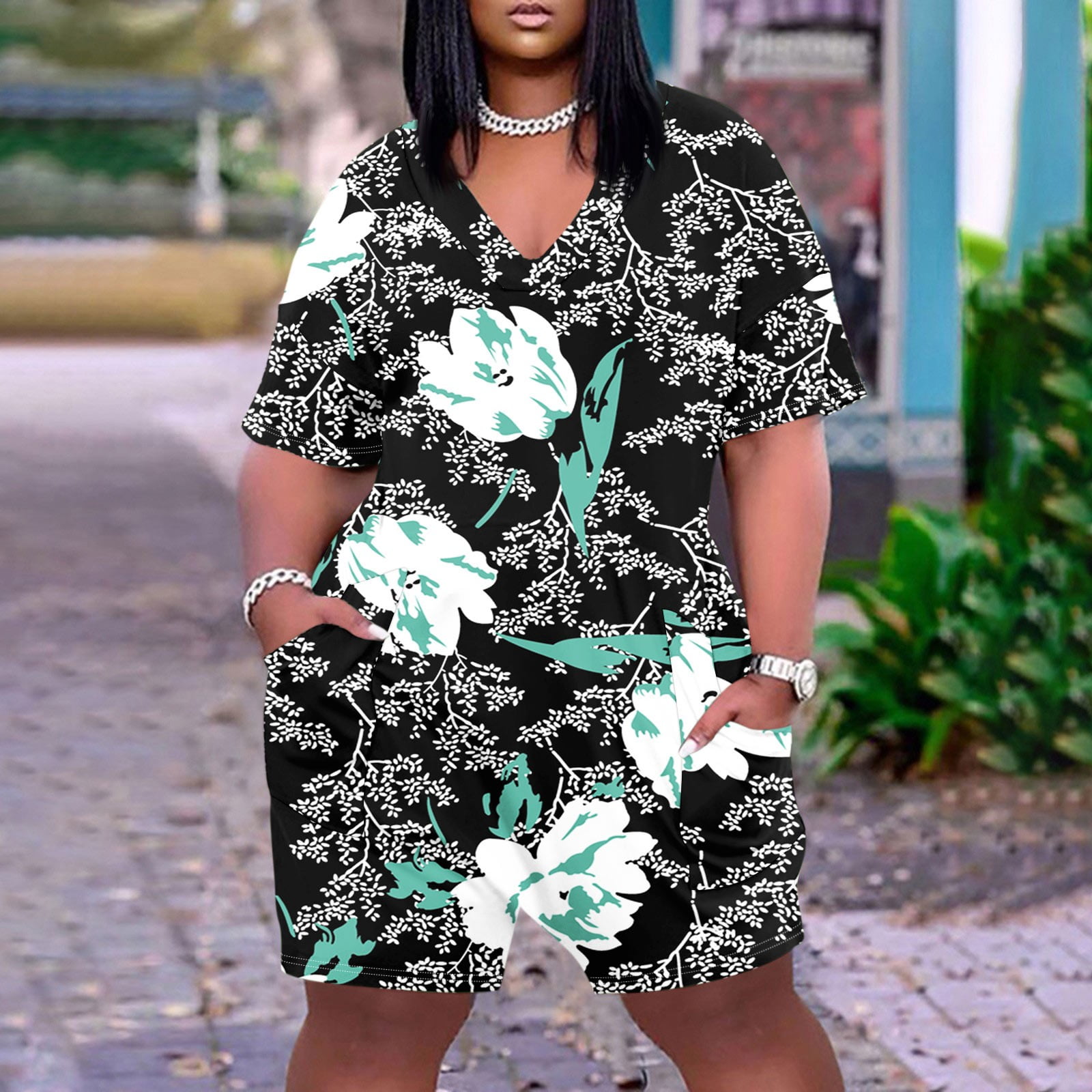 Plus size short sleeve romper online