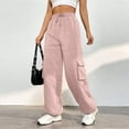 thumbnail image 1 of Biziza Women Sweatpants High-Waisted Overalls Cinch Bottom Womens Sweatpants Elastic Waist Sweatpants Drawstring with Pockets Pink XL, 1 of 7