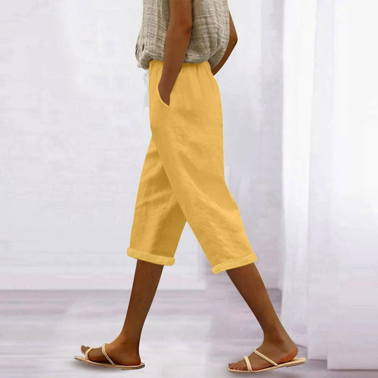 Yellow crop pants shop