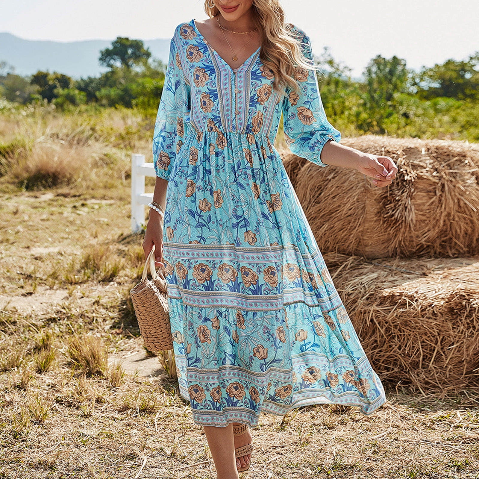 loose fitting summer dresses Blush Pink Short Floral Casual Summer Dress Blush Bloom / Medium main image 0