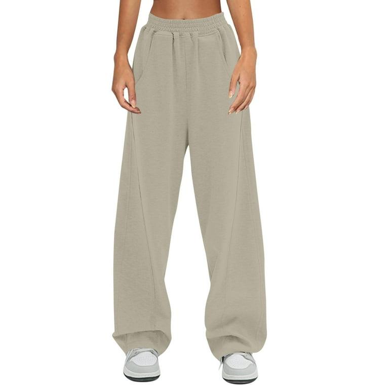 Biziza Women s Jogger Pants High Waisted Big Baggy Sweatpants Relaxed Straight Leg Sweatpants Light Weight Womens Cotton Sweat Pants Elastic Waist