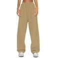 thumbnail image 1 of Biziza Women's Sweatpants High-Waist Baggy Sweatpants for Women Petite Straight Leg Sweatpants Sweatpants Elastic Waist Drawstring with Pockets Light Brown 2XL, 1 of 4