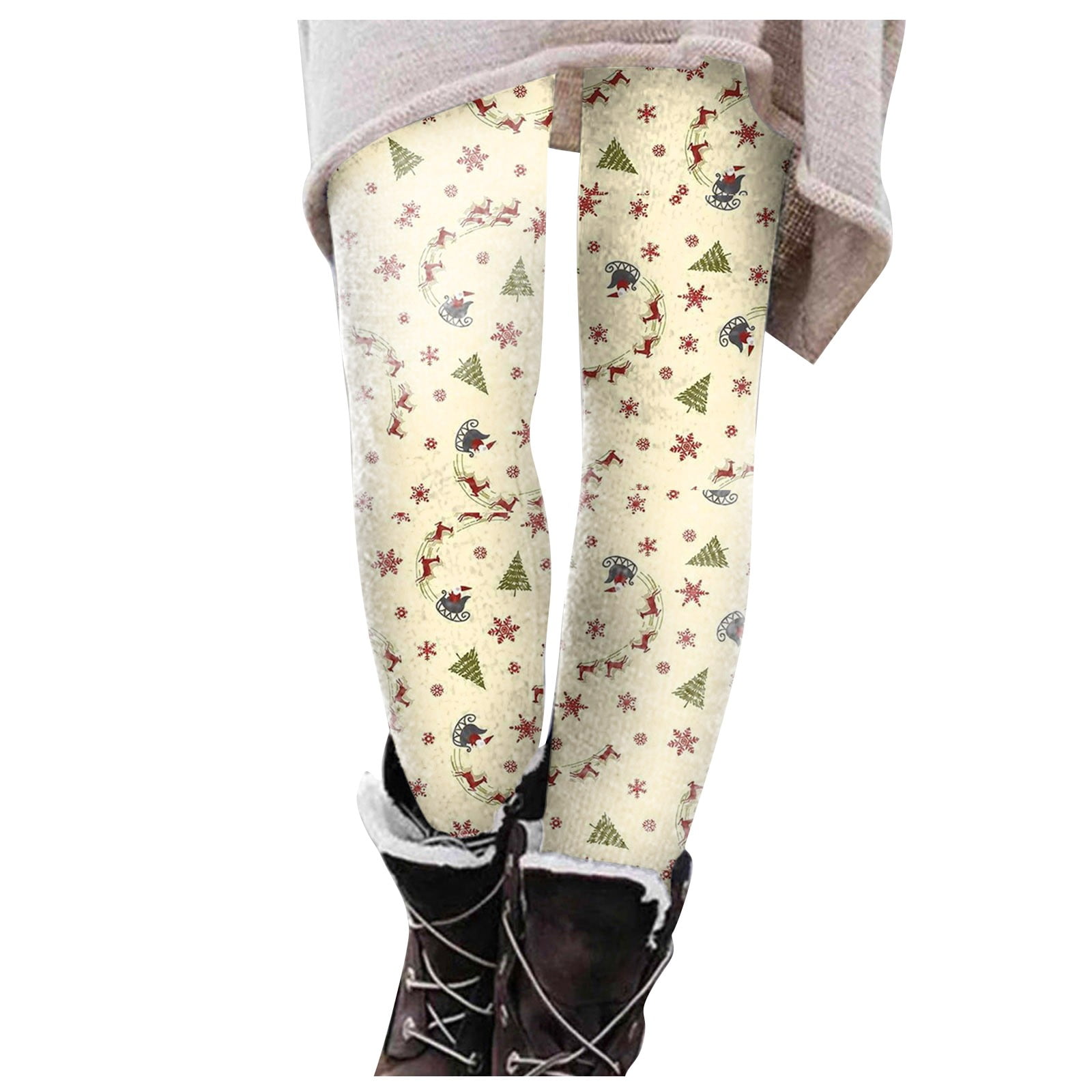 Biziza Womens Christmas Leggings High Waisted Snowflake Soft Workout