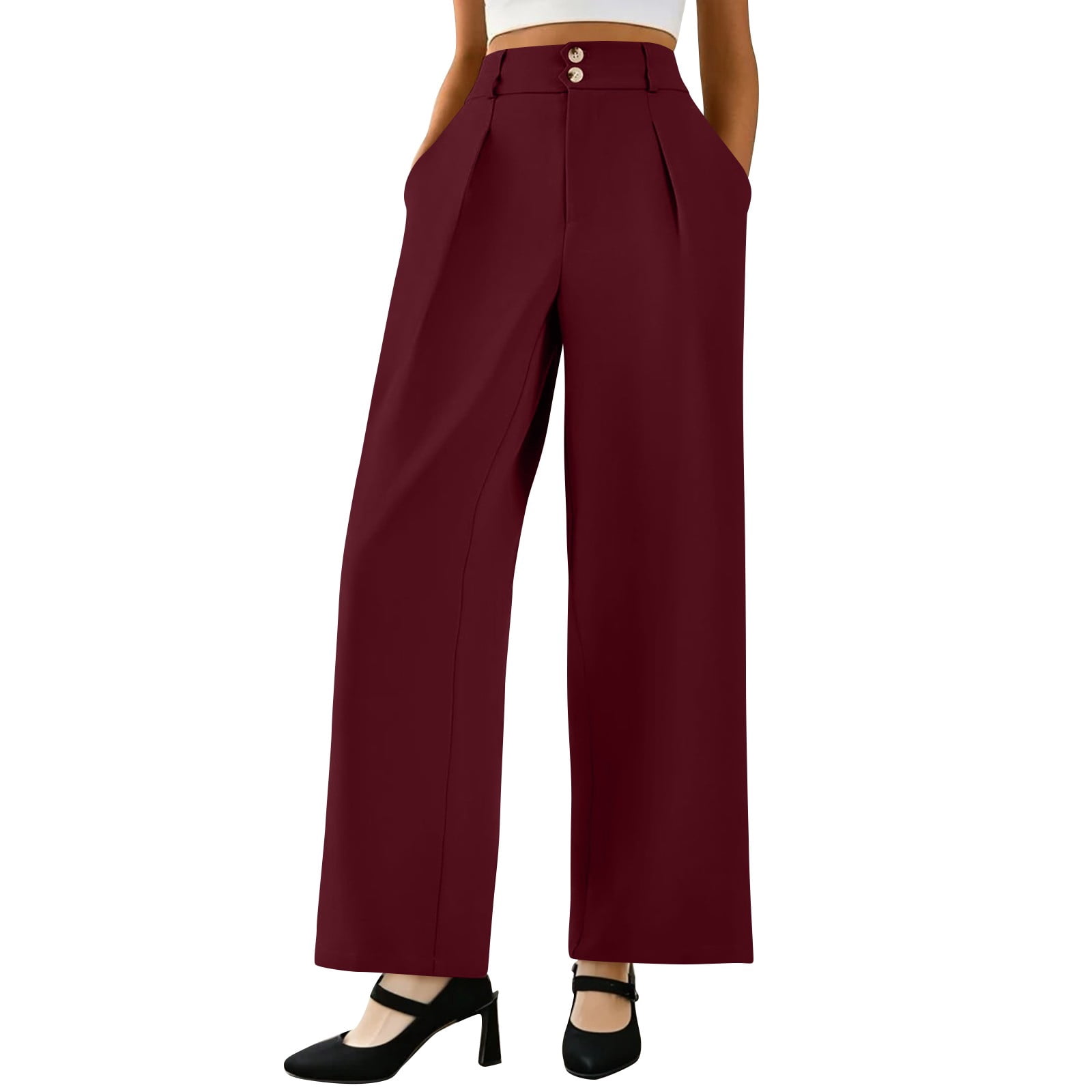 Biziza Work Pants Women Trendy Dressy Wide Leg Red Dress Pants 2025 ...