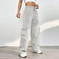 thumbnail image 1 of Biziza Yoga Pants Women High-Waist Cargo Sweatpants for Women Cinch Women Sweatpants Elastic Waist Sweat Pants Drawstring with Pockets Light Gray XL, 1 of 6