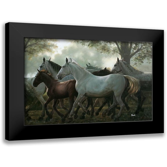 Bizon, Vladimir 18x13 Black Modern Framed Museum Art Print Titled - Running Horses