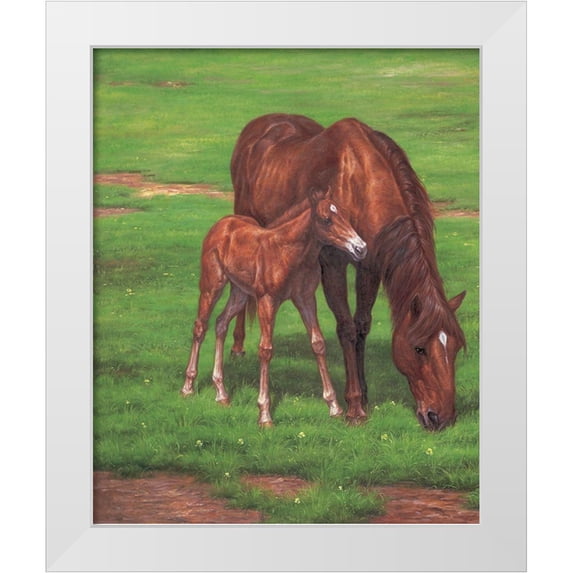 Bizon, Vladimir 20x24 White Modern Wood Framed Museum Art Print Titled - Mare with Foal