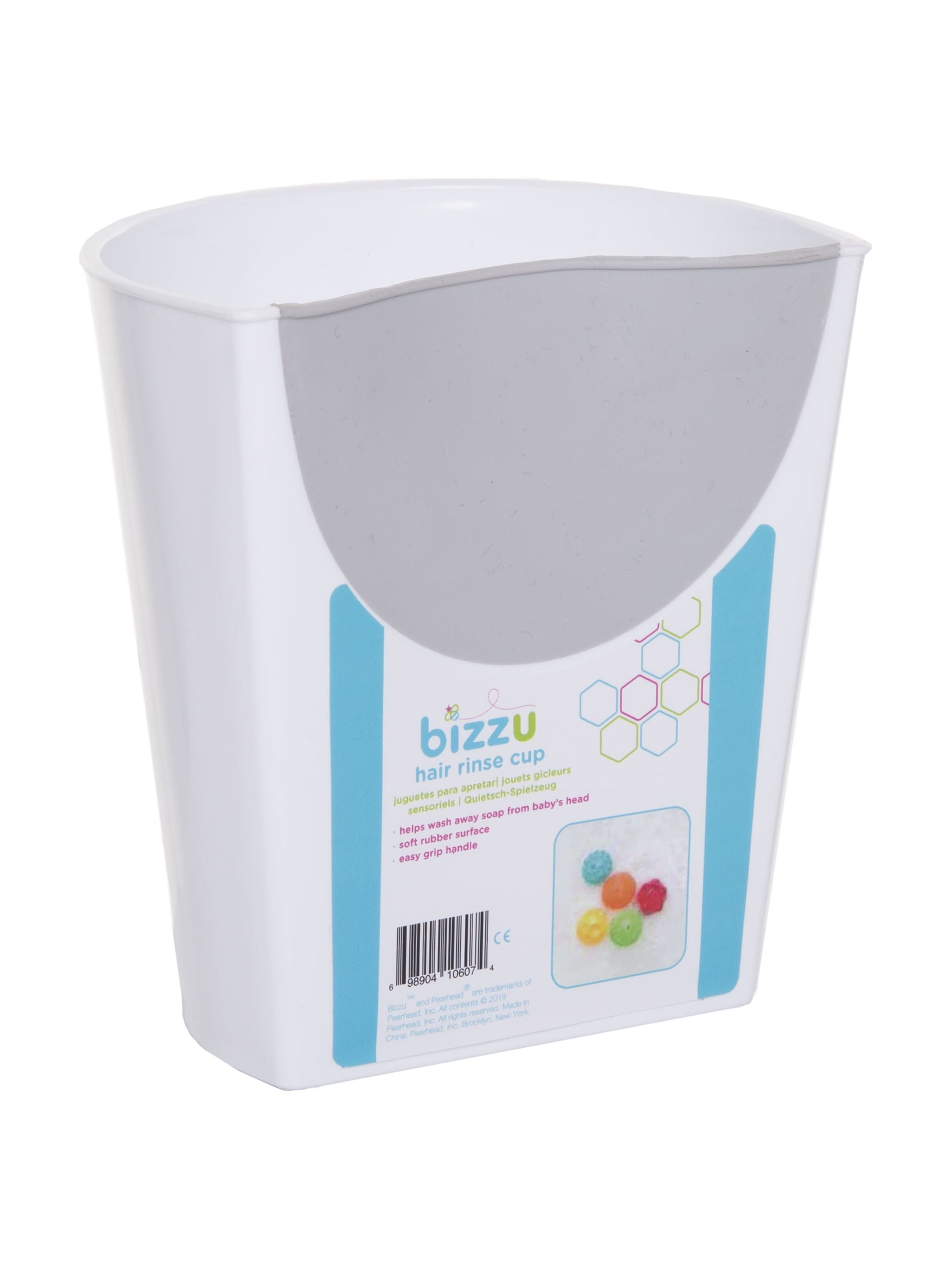Bizzu Bath Rinse Cup Bath Time, White, Easy Grip Handle, Shampoo Rinse Cup