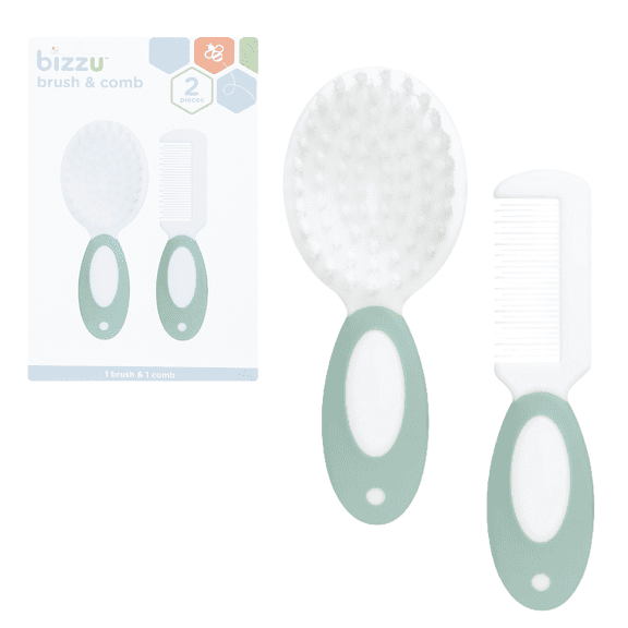 Bizzu Baby Ultra Soft Bristle Brush and Comb Set for Newborns and Toddlers, Cradle Cap Comb