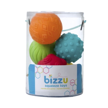 Bizzu Squeeze Ball Bath Toys, 5 Piece, Multicolor, Baby Bath Time Essentials