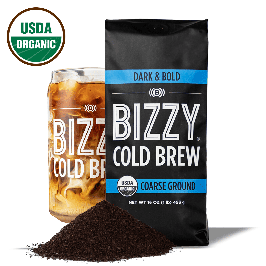 Bizzy Coffee Organic Cold Brew Dark Roast Coarse Ground Coffee, 16 oz