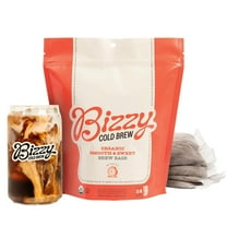 Bizzy Cold Brew Coffee, Organic, Light & Bright Blend, Coarse Ground, Pitcher Packs, 4 Count