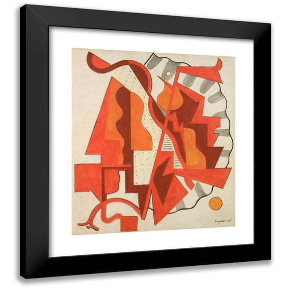Bjarne Engebret 20x23 Black Modern Framed Museum Art Print Titled - Composition in Red (1935)