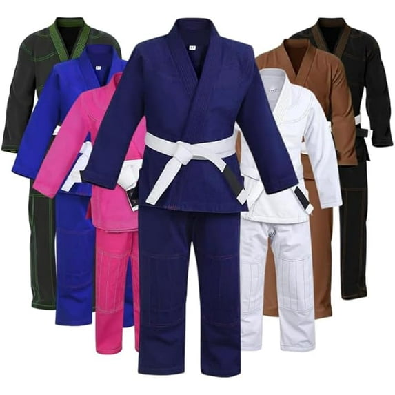 Bjj Gi, Lightweight Jiu-Jitsu Gi for Men Women and Kids with a White Belt, Preshrunk 450 GSM Fabric (Navy, A3)