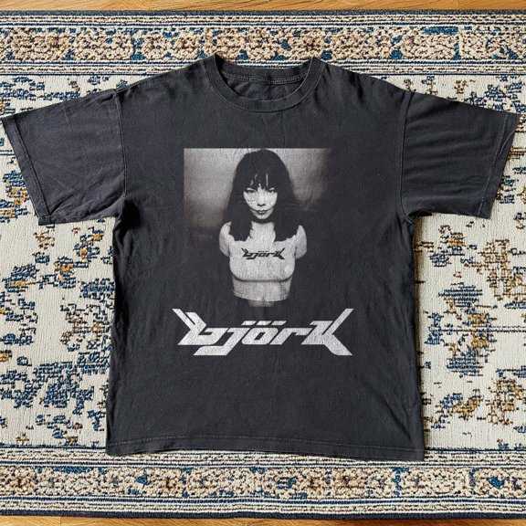 Bjork Vintage Style Unisex Black Cotton T-Shirt Size S-5XL