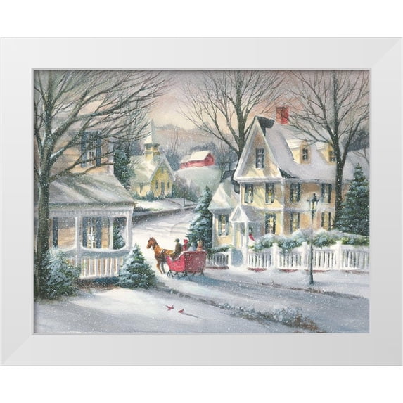 Bjorkland, George 24x20 White Modern Wood Framed Museum Art Print Titled - Village Sleigh