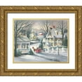 thumbnail image 1 of Bjorkland, George 32x26 Gold Ornate Wood Framed with Double Matting Museum Art Print Titled - Village Sleigh, 1 of 4